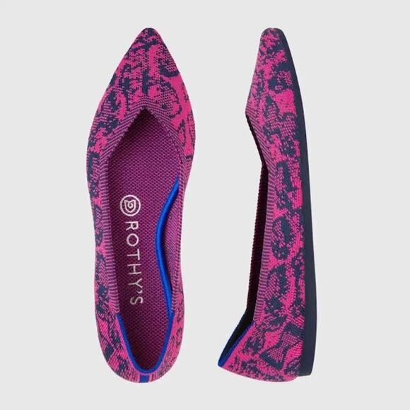 Rothy's The Point Fuchsia Navy Snake Retired Women’s Size 9.5 - Picture 1 of 10